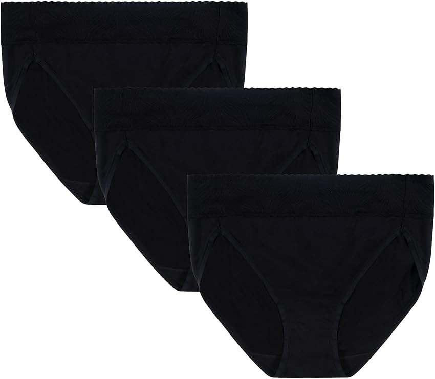 3 Pack Vanity Fair Women’s Effortless HI-Cut Panties 13475 Black 6-10