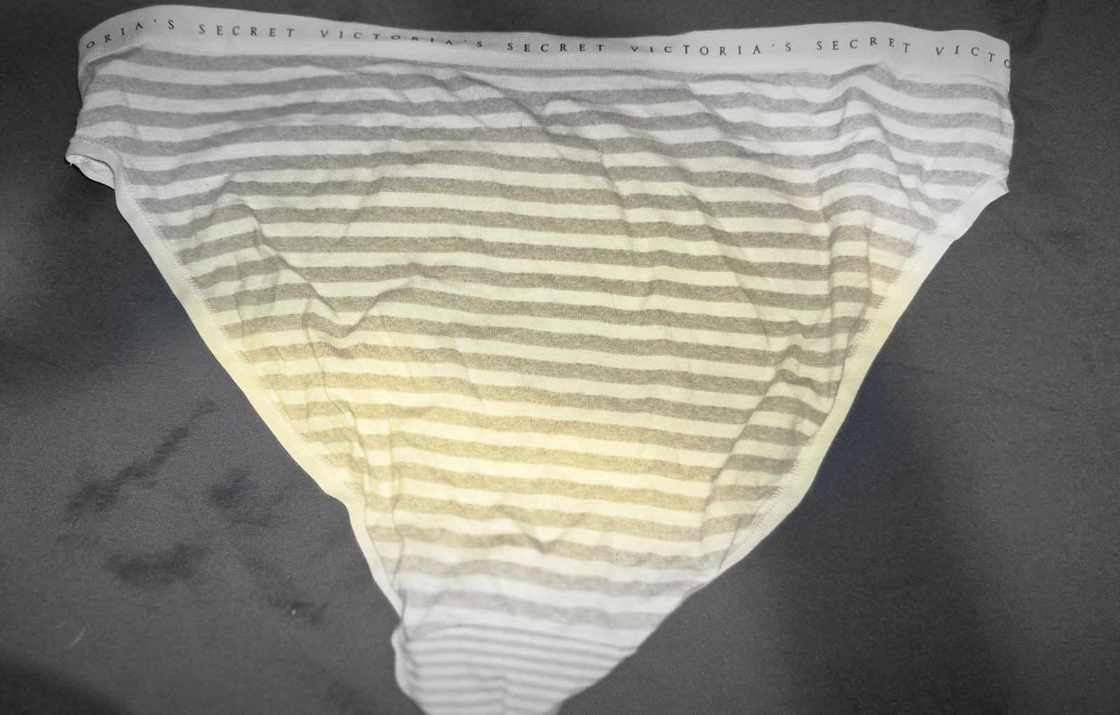 Victoria’s Secret Striped Bikini Panties Gray/White XL 1 Pack Cotton Modal