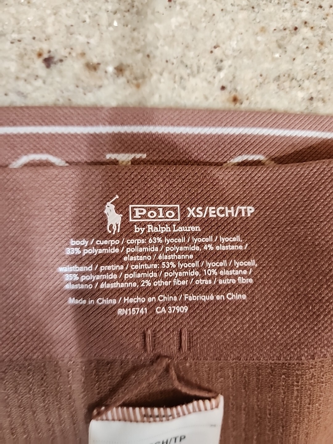 New POLO RALPH LAUREN Terracotta Ribbed High Rise Logo Brief Panty Size XS