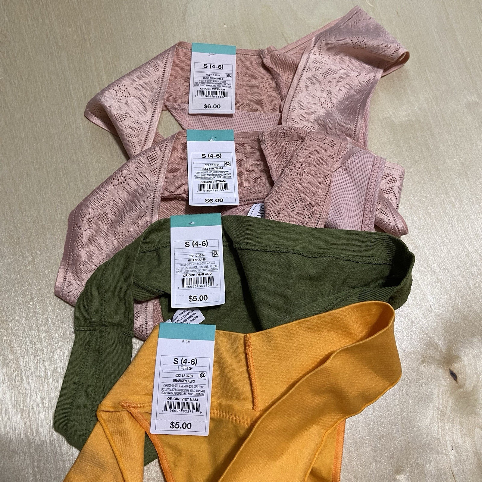 Auden Women’s Size Small (4-6) Soft Cotton Blend Stretchy Thong Panties 4 Pack