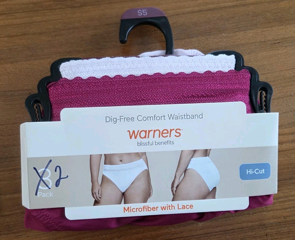 Warner’s Blissful Benefits SIZE 5 Microfiber & Lace Hi-Cut Panties 5 PACK #1748