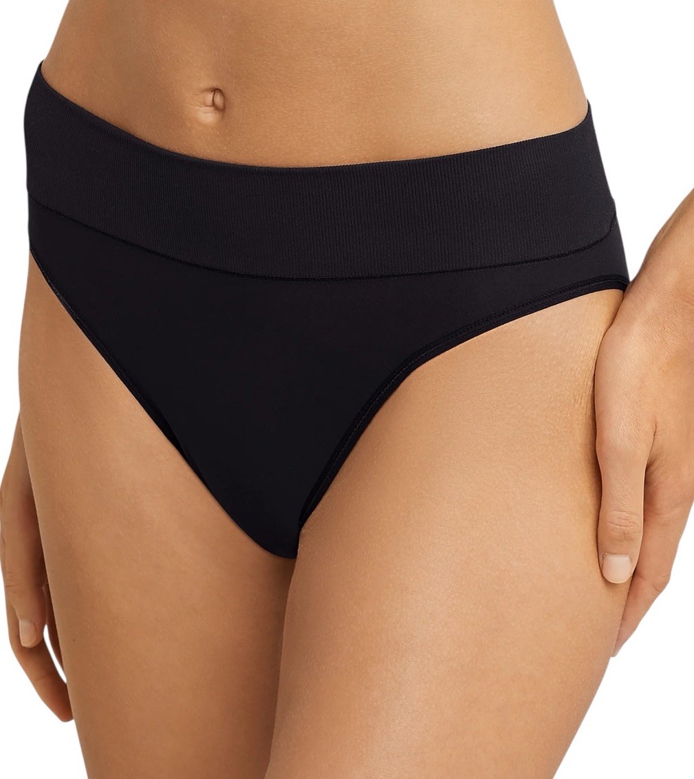 MAIDENFORM Women’s Size L / 7 BLACK High-Leg Bikini Panty Seamless DM2317 Nylon