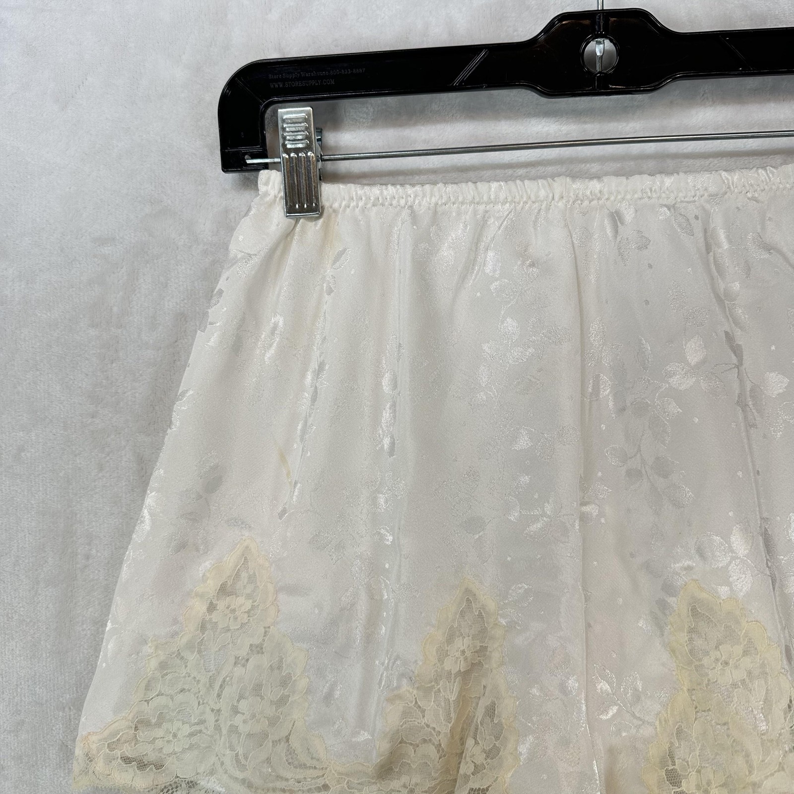 Vintage Christian Dior Tap Shorts Womens S White Floral Satin Lace Trim Lingerie
