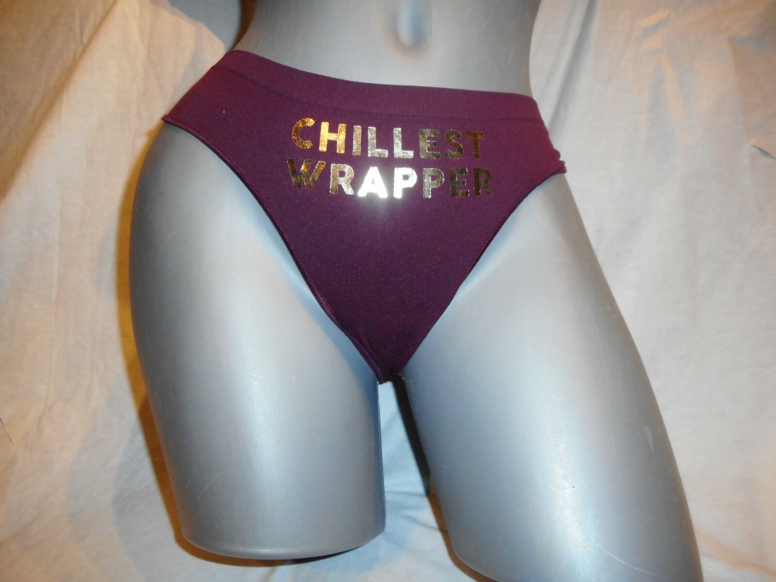 N/W/T Pink By Victoria’s Burgandy/Gold Thong/String Panty Size MEDIUM
