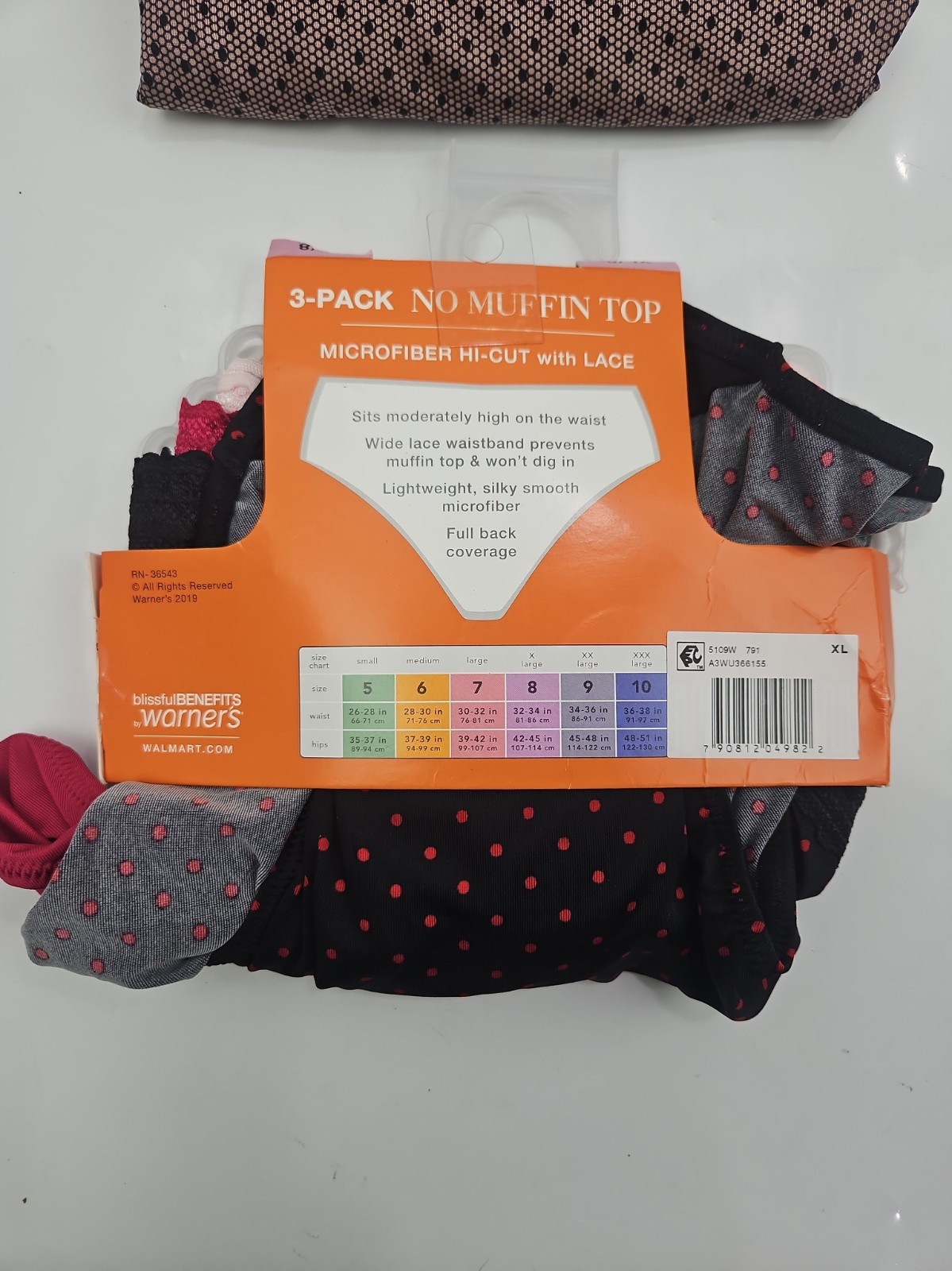 Warner’s XL8 No Muffin Top 2 3PK (6) Micro Hicut W/Lace & Briefs | Free Shipping