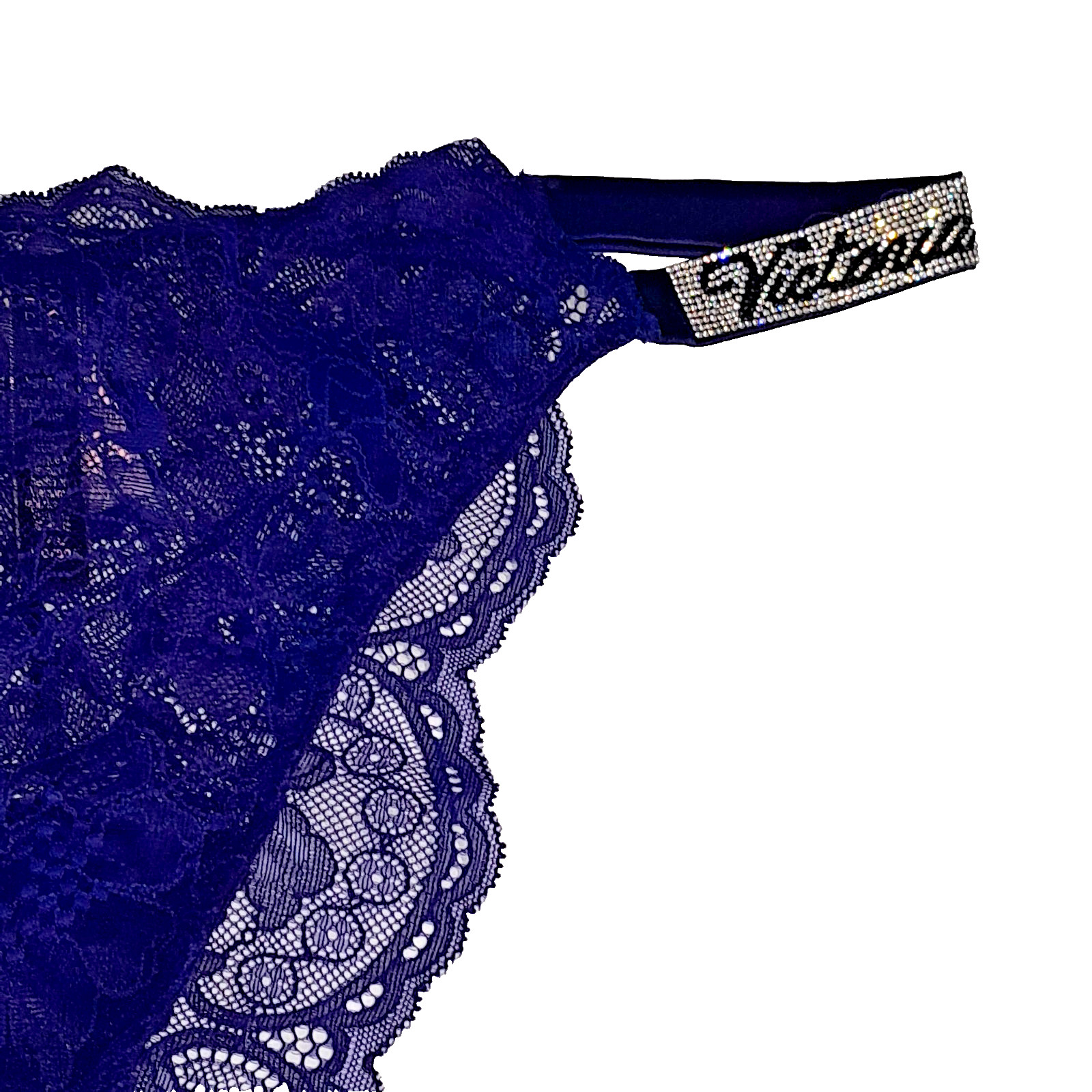 Victorias Secret Panties Womens L Blue Brazilian Bombshell Rhinestone Band NWT