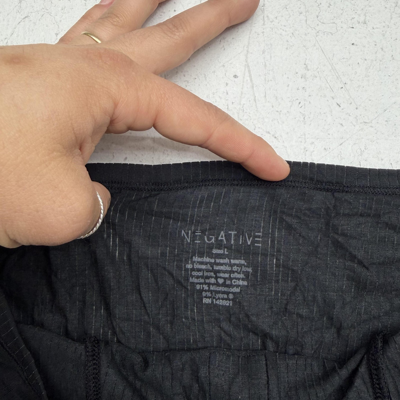 Negative Brief Panties Womens Large Black High Leg Modal Tagless Stretch 1 Pack