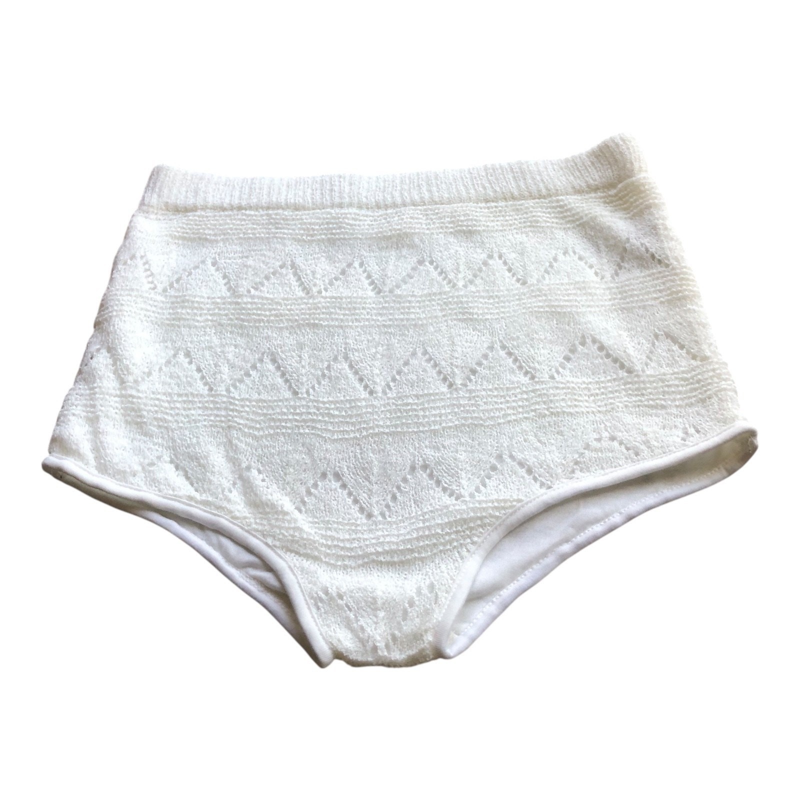 POL High Waist White Textured Bloomer Shorts Cottagecore Lounge Feminine Medium