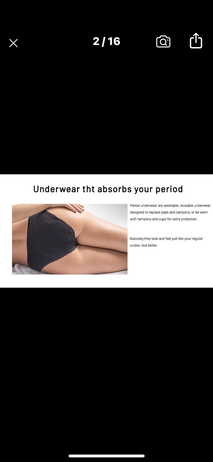 Menstrual Leakproof Panties Bamboo Fibre S,M,L,XL Black *See Photos* – WamBamBoo