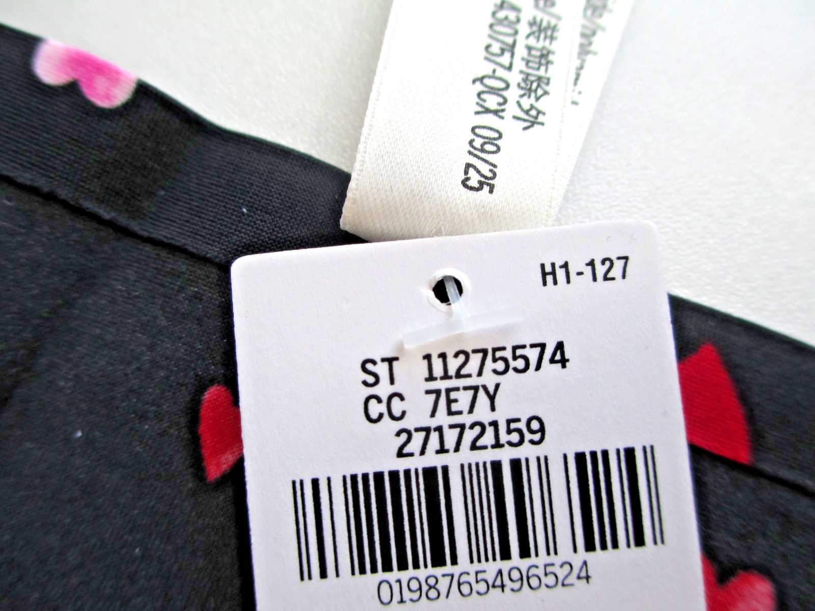 VICTORIA’S SECRET PINK No Show V-String Thong Panty VS Black Hearts S M L NWT