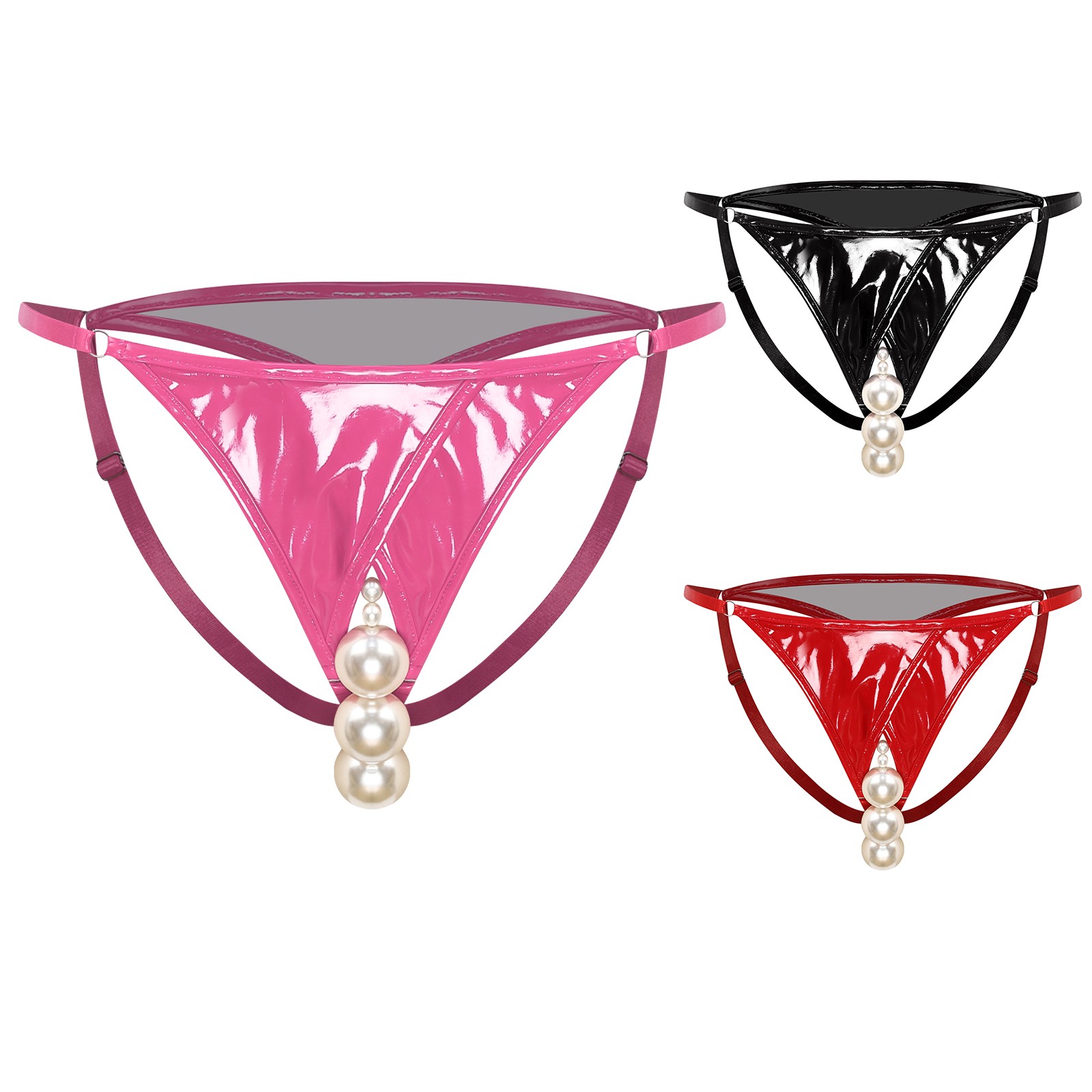 Womens Cutout Pendant Pearl Beads Underwear Pearl Lingerie Nightwear G-strings