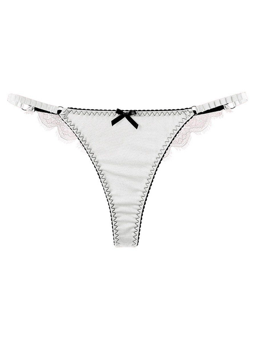 Women’s Polyester Bow Lace Thong Underwear Breathable for Slim Fit Regular