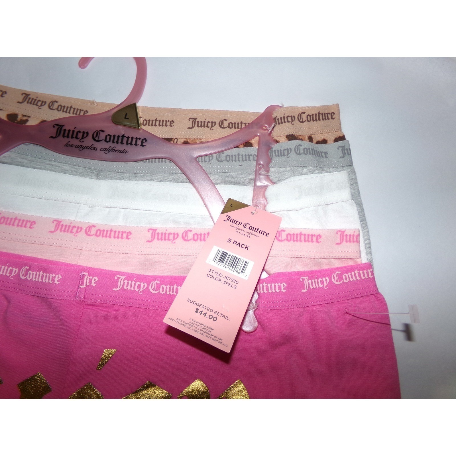 Juicy Couture Womens 5 Pack SZ LRG Boyshort Underwear~ASSORTED~NWT
