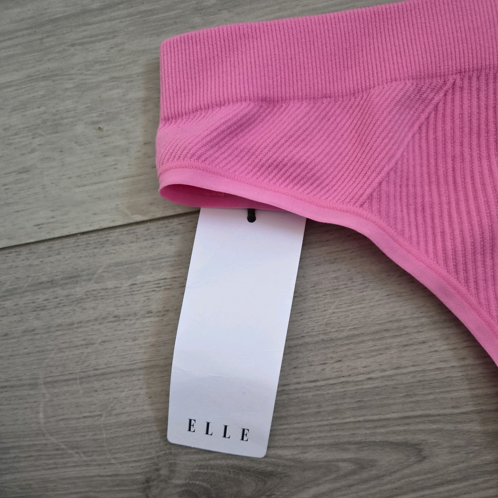 BNWT Elle Bright Pink Ribbed Thong Size Small 6-8