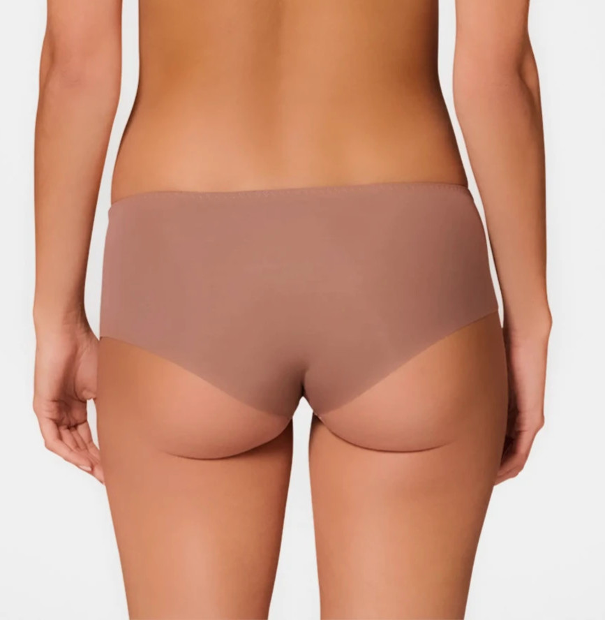 NWT Simone Perele Size FR 2 ‘Saga’ Embroidered Boyshort Briefs 15C630 Brown $75