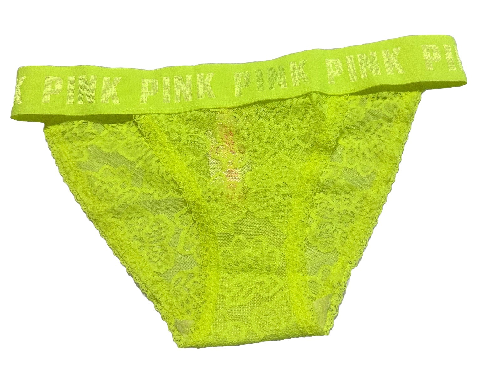 2019 PINK Victoria’s Secret Yellow-Green Bikini Lace Panty Size XS NWT