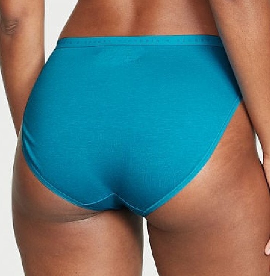 M Blue Sea Dive Stretch Cotton LOGO Waist Victorias Secret HighLeg Brief Pantie