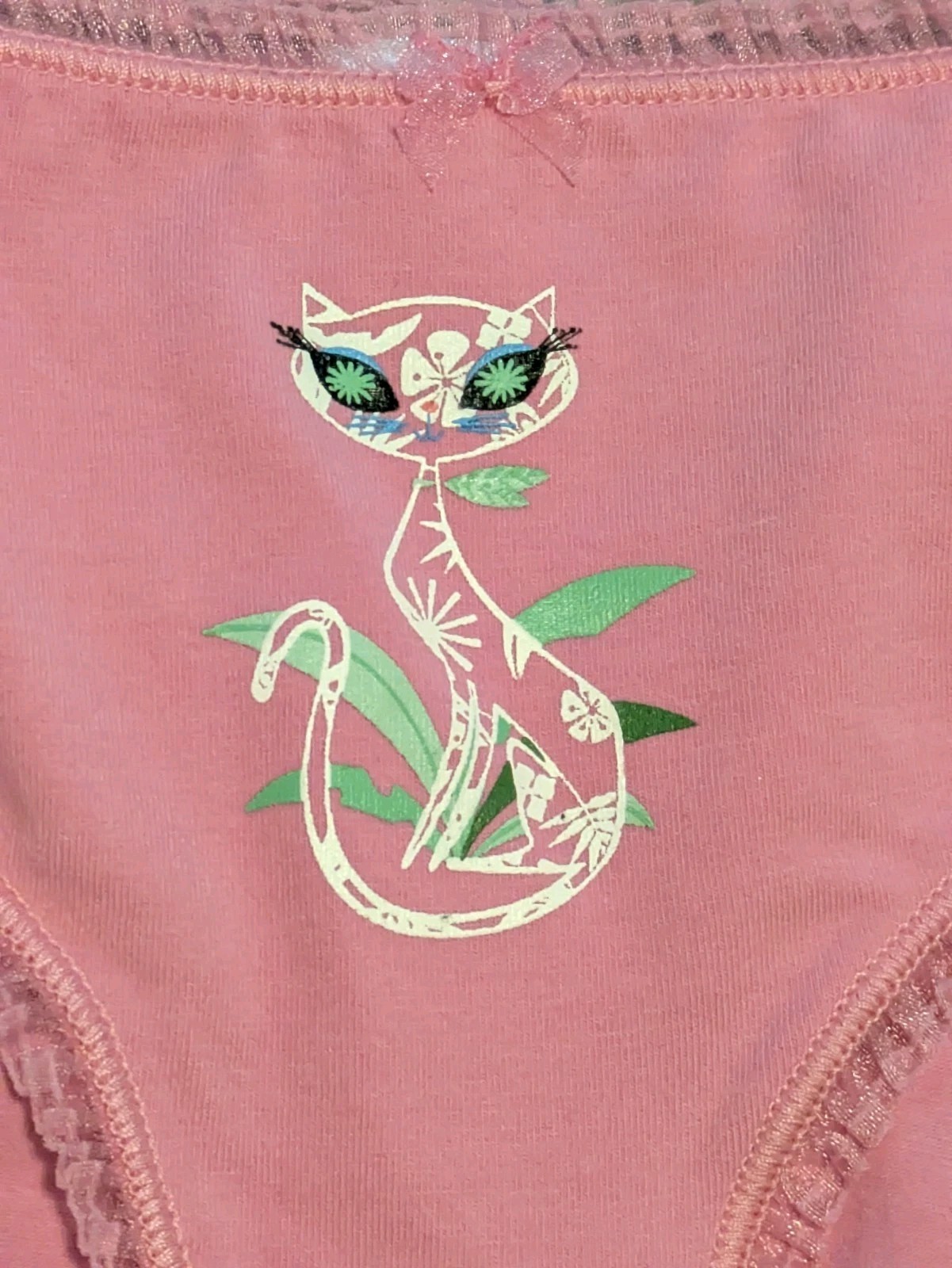 French Kitty Panties Sz L Pink Low Bikini w/French Kitty