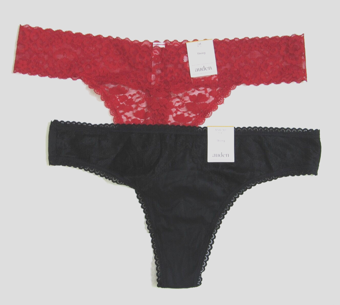 Auden Women’s Variety Thong 2 Pack Size Medium 8-10