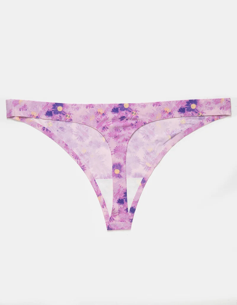 Full Tilt Women’s Laser Cut Thong Panties XLarge Pink Combo Seamless NEW
