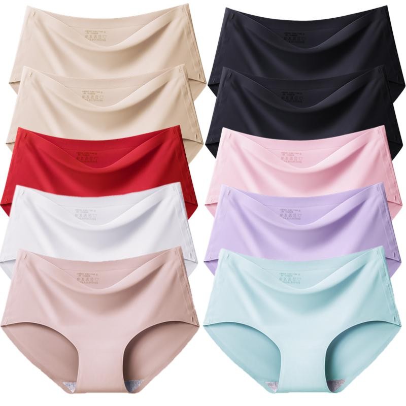 10 Pack Women’s Seamless Panties Plus Size Soft Silk Satin Briefs Underwear Set
