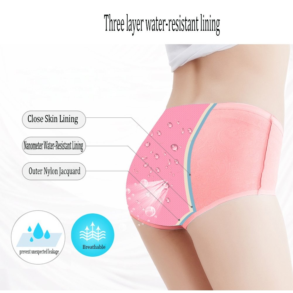 YOYI FASHION Women Menstrual Period Briefs Jacquard Easy Clean Panties US Siz…