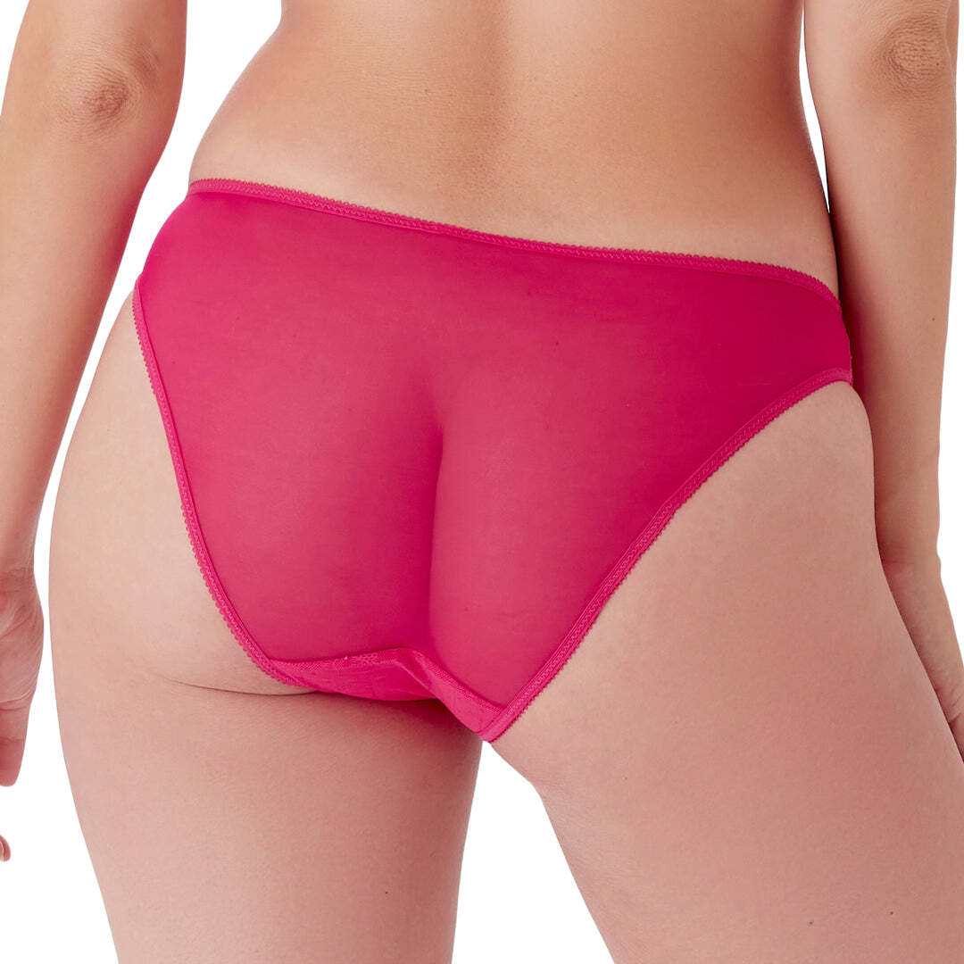 Gossard Glossies Lace Hot Pink Sheer Mesh Brief Panty New Womens Lingerie 13003