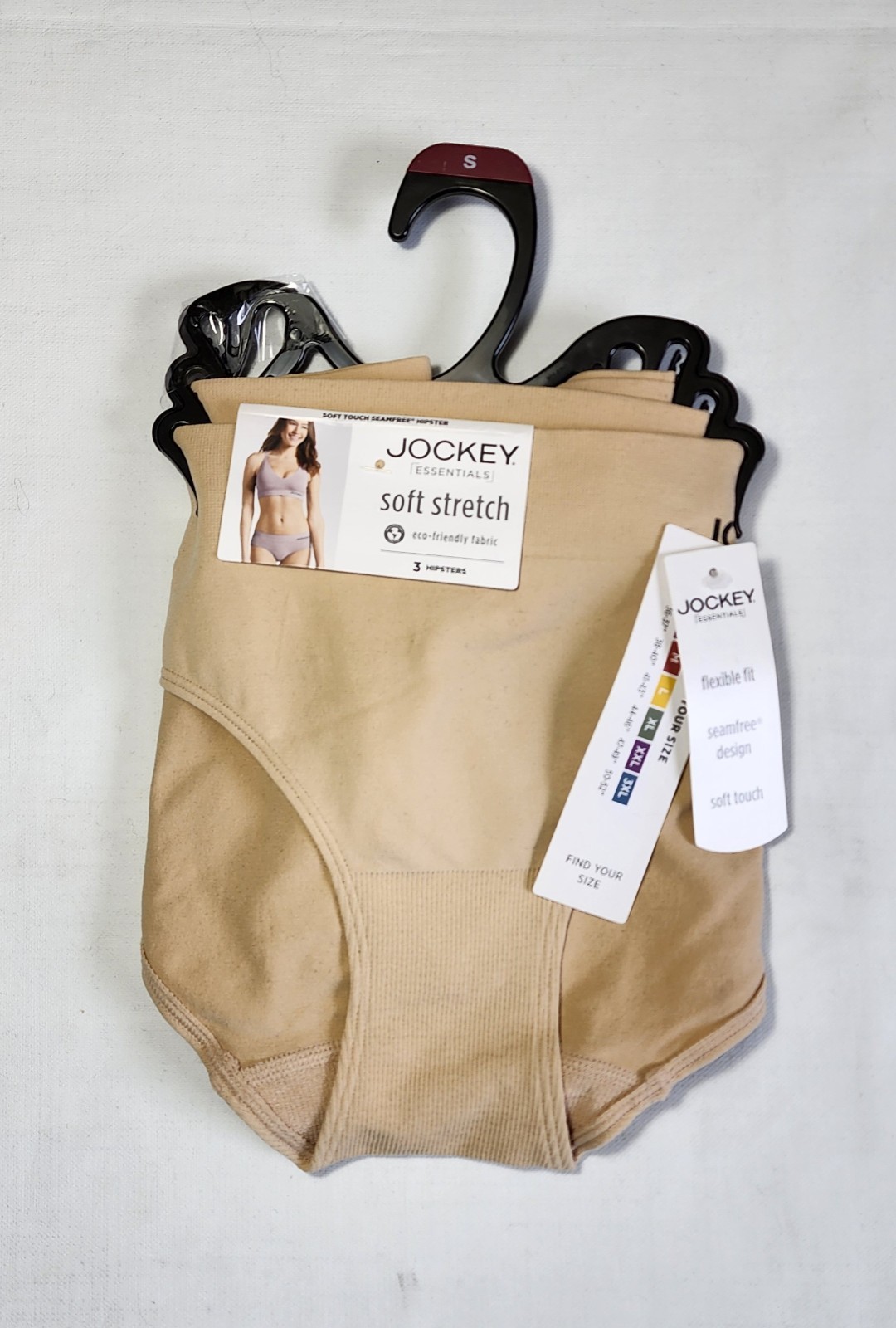 Jockey Essentials Soft Stretch Hipster Women’s Panties Small 3-pair Nude/Beige