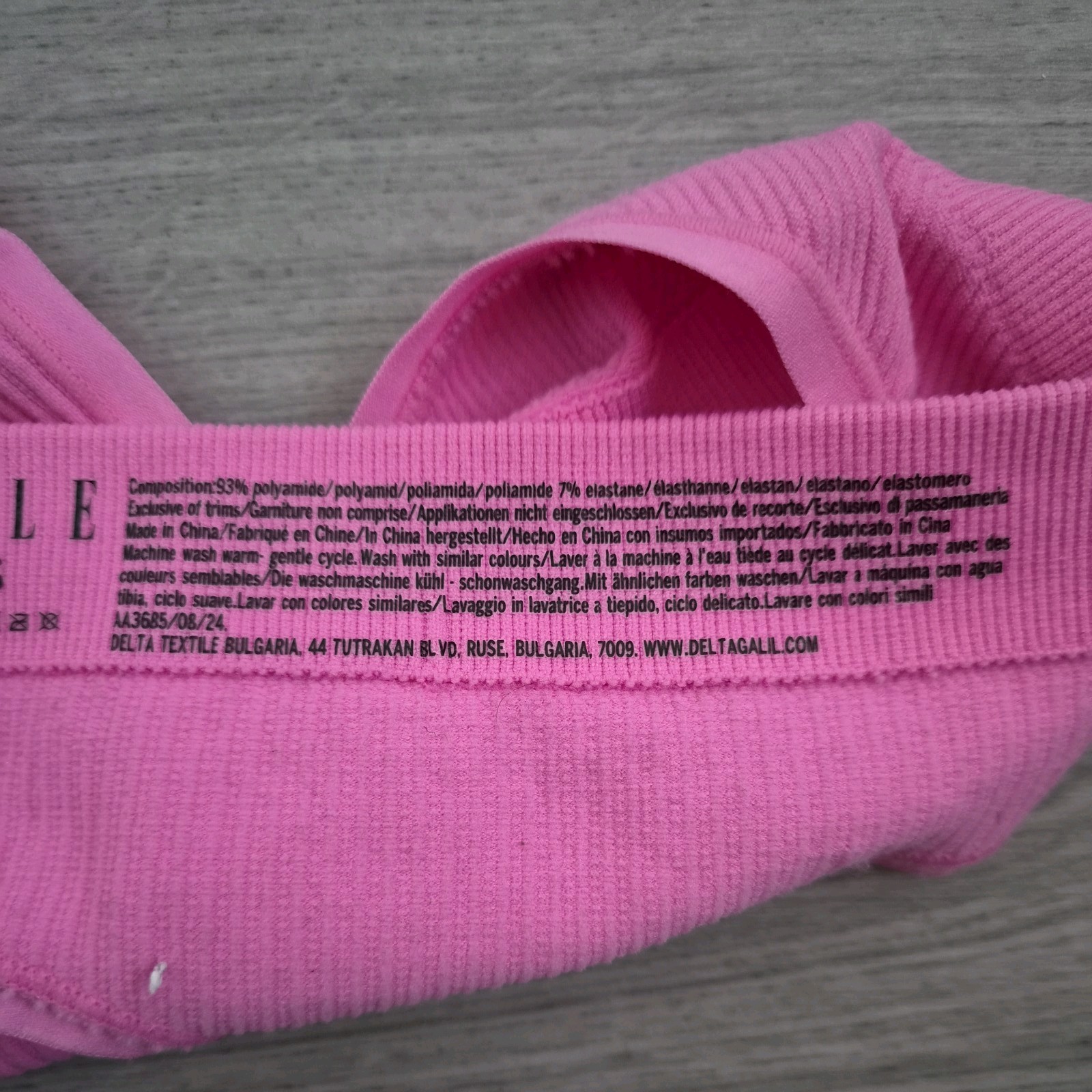 BNWT Elle Bright Pink Ribbed Thong Size Small 6-8