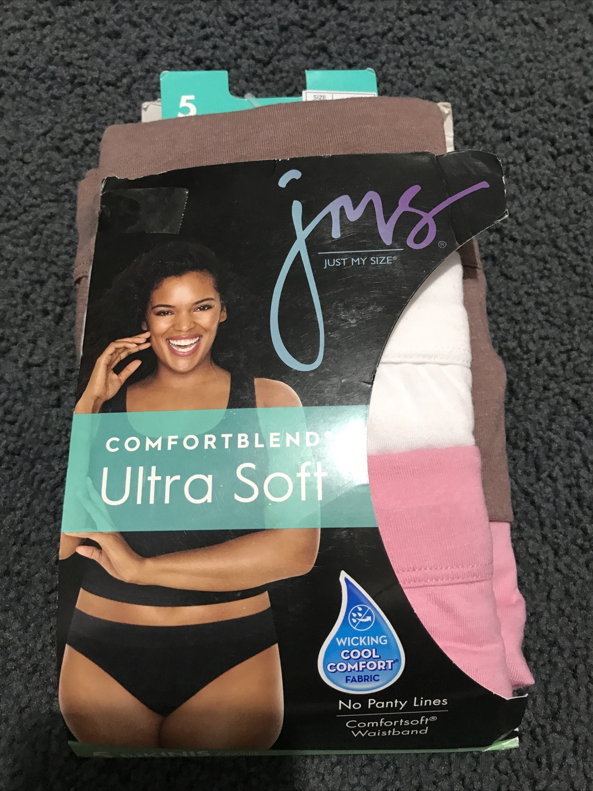 Just My Size 5 Pack Comfortblend Ultra Soft Bikinis Size 9 Multicolors.
