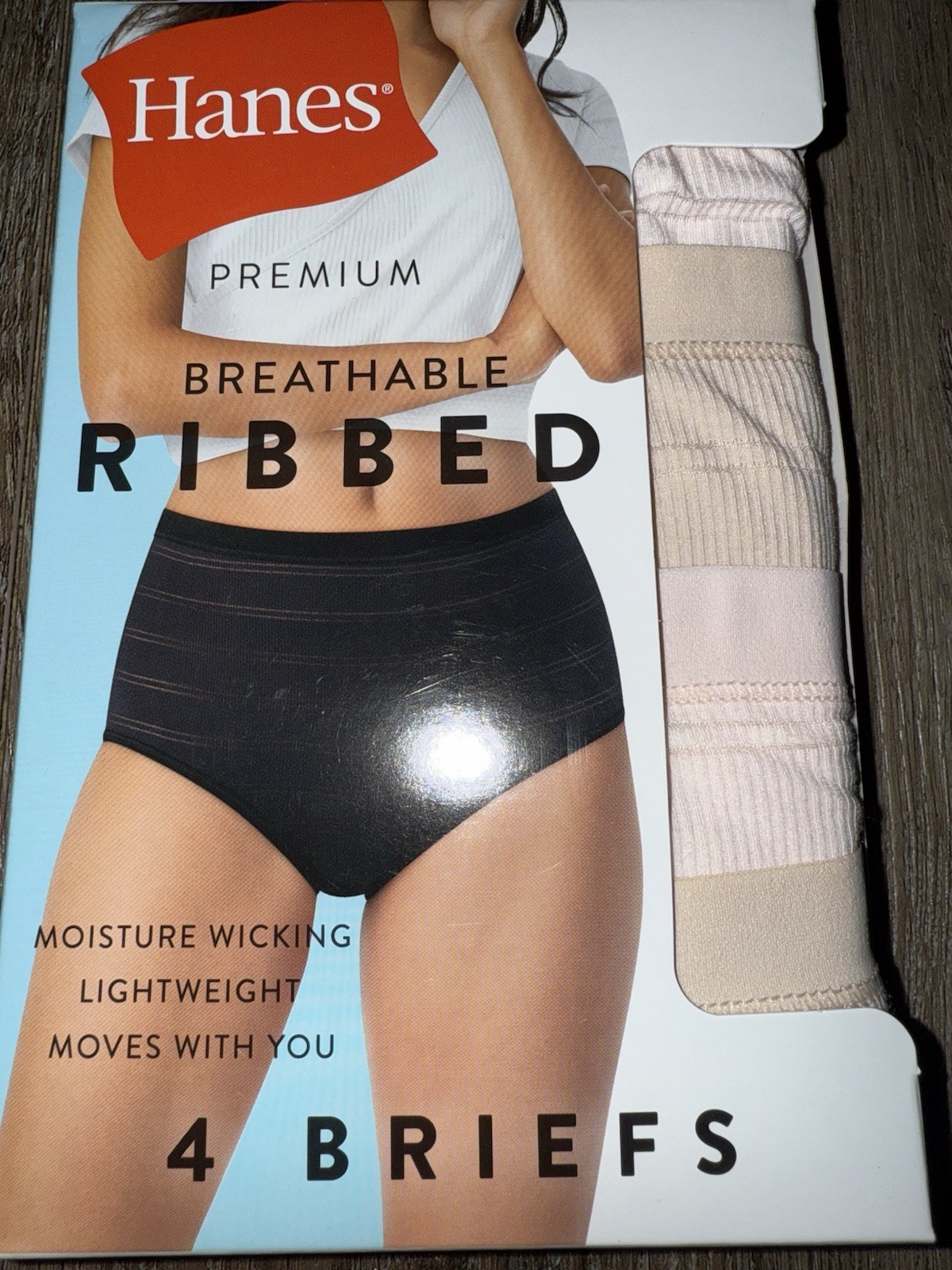Hanes Premium ~ 4-Pair Womens Brief Panties Polyester Blend Ribbed ~ S/5