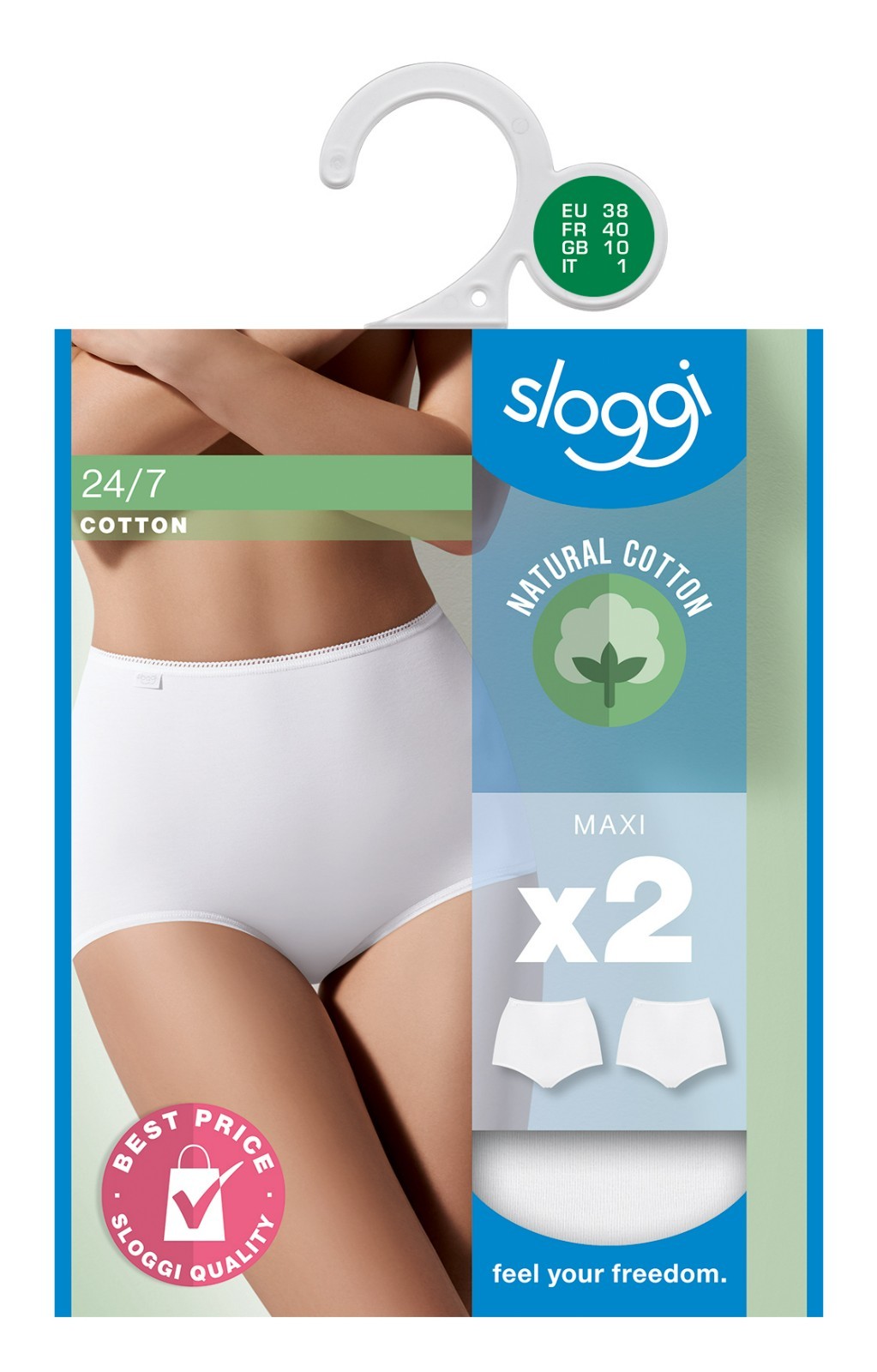 Sloggi 24/7 Cotton Maxi Briefs 2 Pack Womens Knickers Multipack 10168154