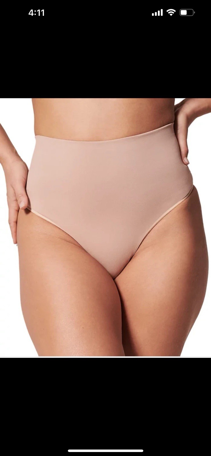 SPANX Women’s Small EcoCare Shaping Thong Underwear in Toasted Oatmeal
