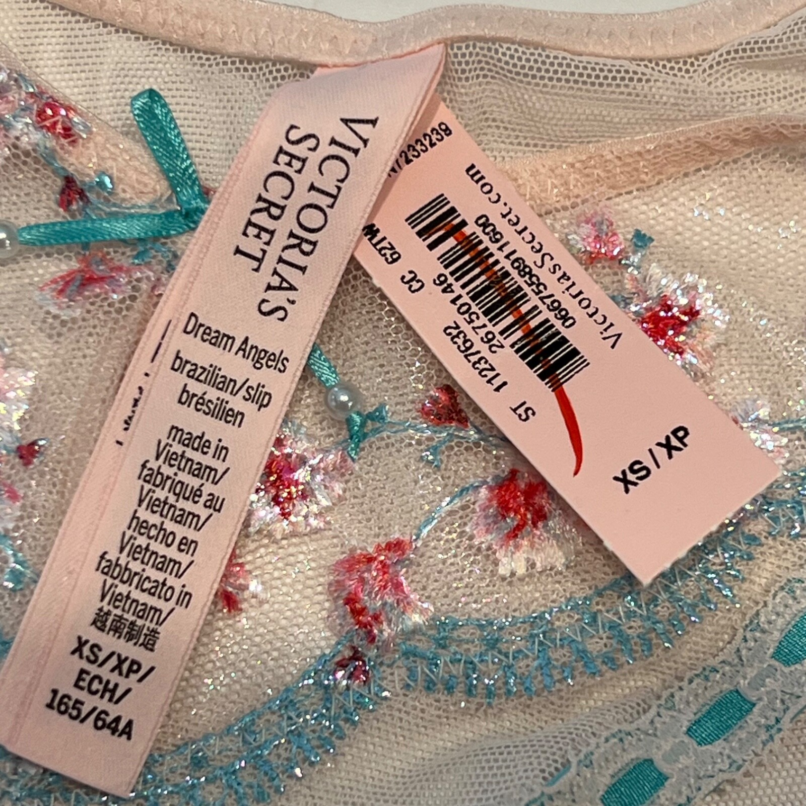 NWT VICTORIA’S SECRET Dream Angels Brazilian Sz XS-S-M-XL Pink Sparkle Mesh