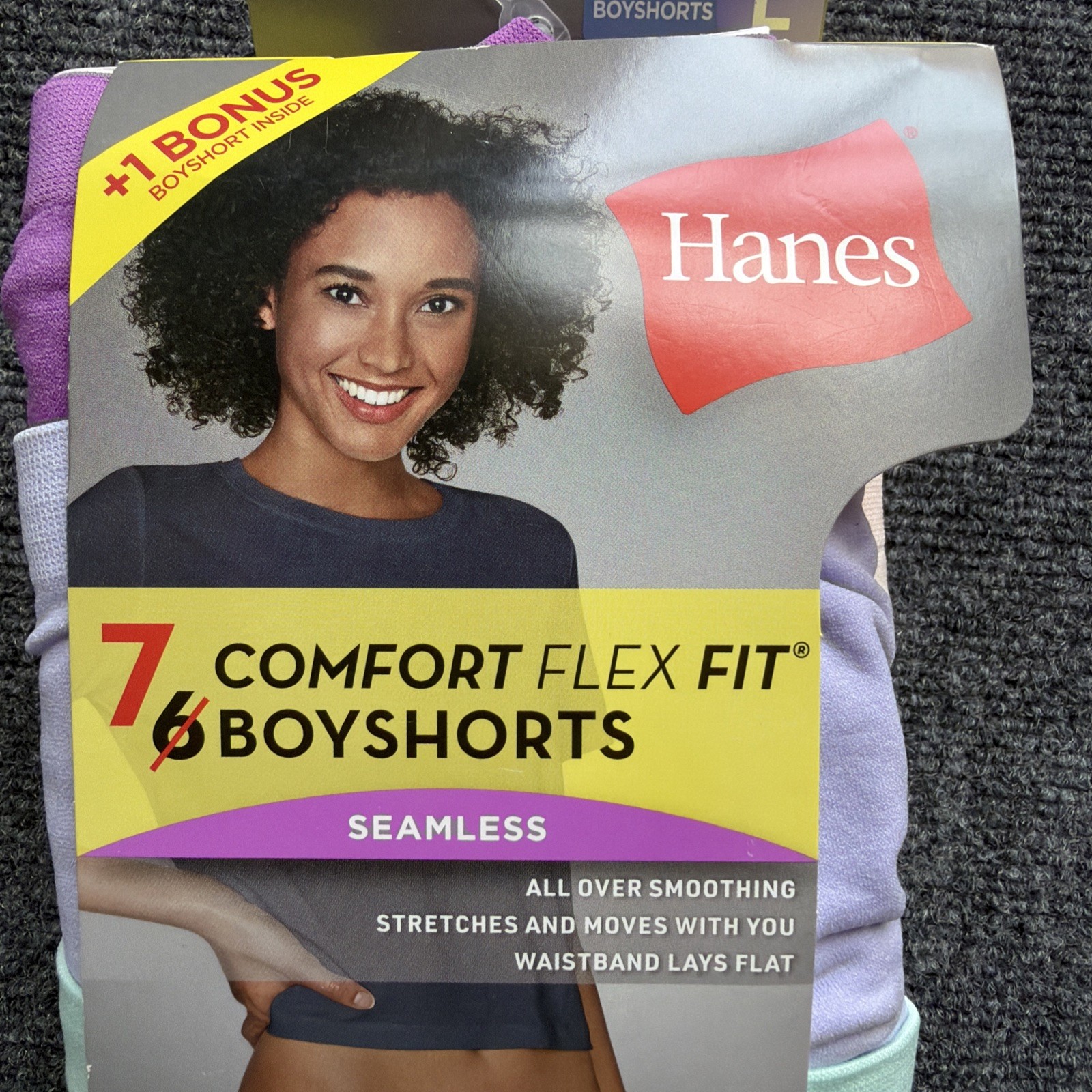 Hanes Comfort Flex Fit Seamless Tagless Stretch Boyshort Panties 6 Pack L