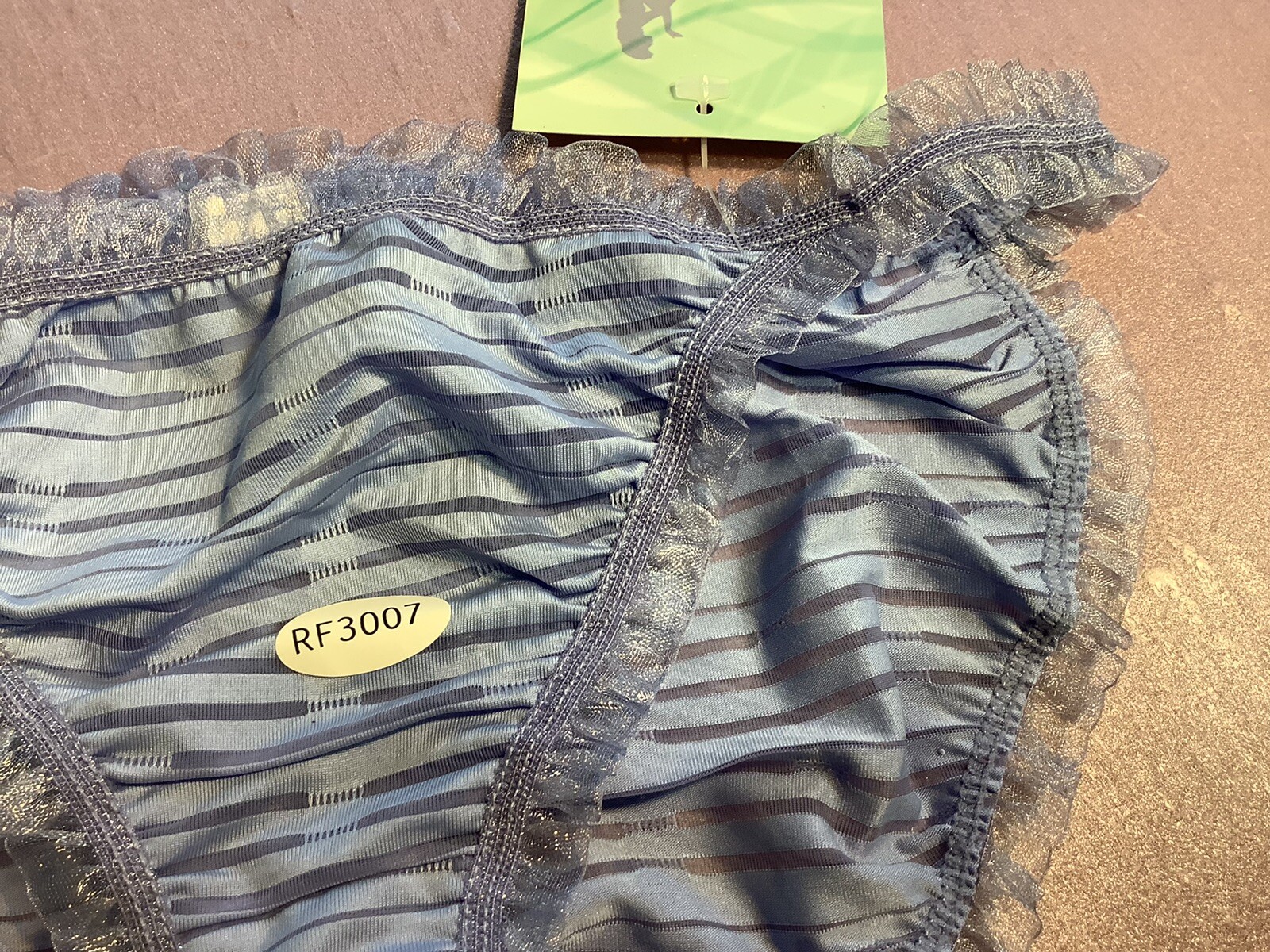Women Panties Bikinis CAPRICIA O’DARE size L/7 Striped Transparent W/decoration
