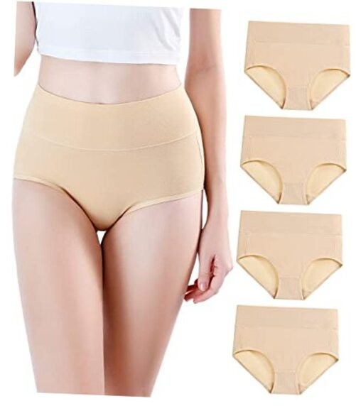 Women’s Modal Underwear Soft High Waist Briefs Ladies Panties 4 Large Beige