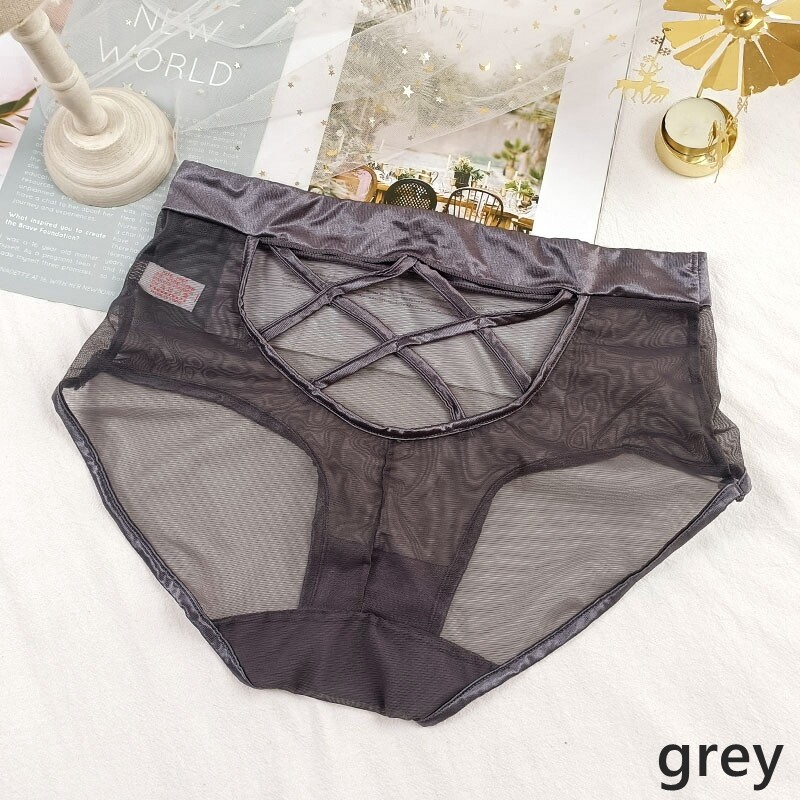 Brief Net Satin Pants With Clear Inserts Medium Waist Oversized