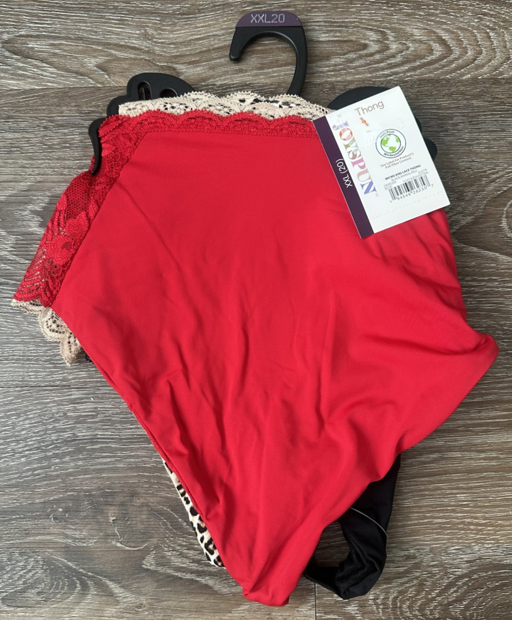 Joyspun Microfiber and Lace Thong Panties Red Black Animal Print XXL 20 3 Pair