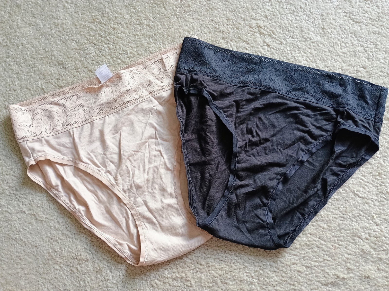 2 Pr NWOT Women’s JOYSPUN Black & Nude LACE WAIST Bikini UNDERWEAR Size XS (0-2)