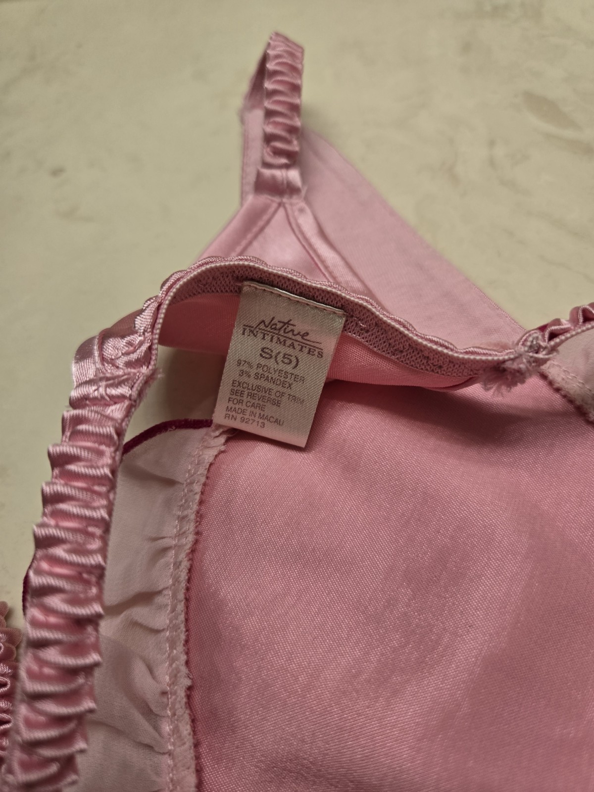 Vintage Native Intimates Pink Satin Thong Size Small