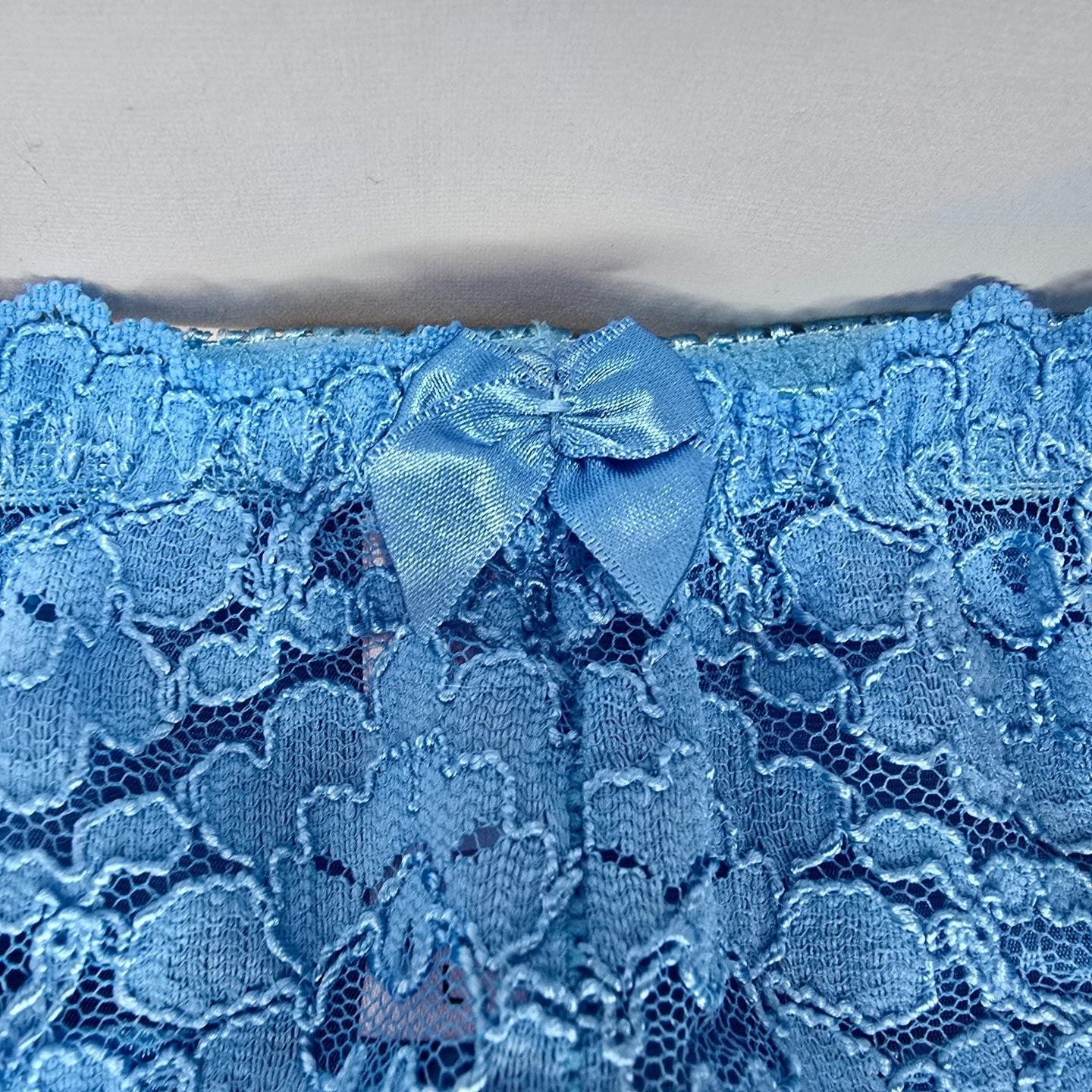 Victorias Secret L Vintage Second Skin Satin Lace Hi Cut Brief Panties Turquoise