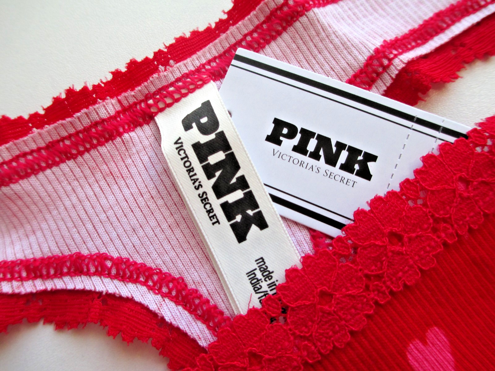 VICTORIA’S SECRET PINK Wink Strappy Cotton Thong Panty S M L Red NWT Hearts VS