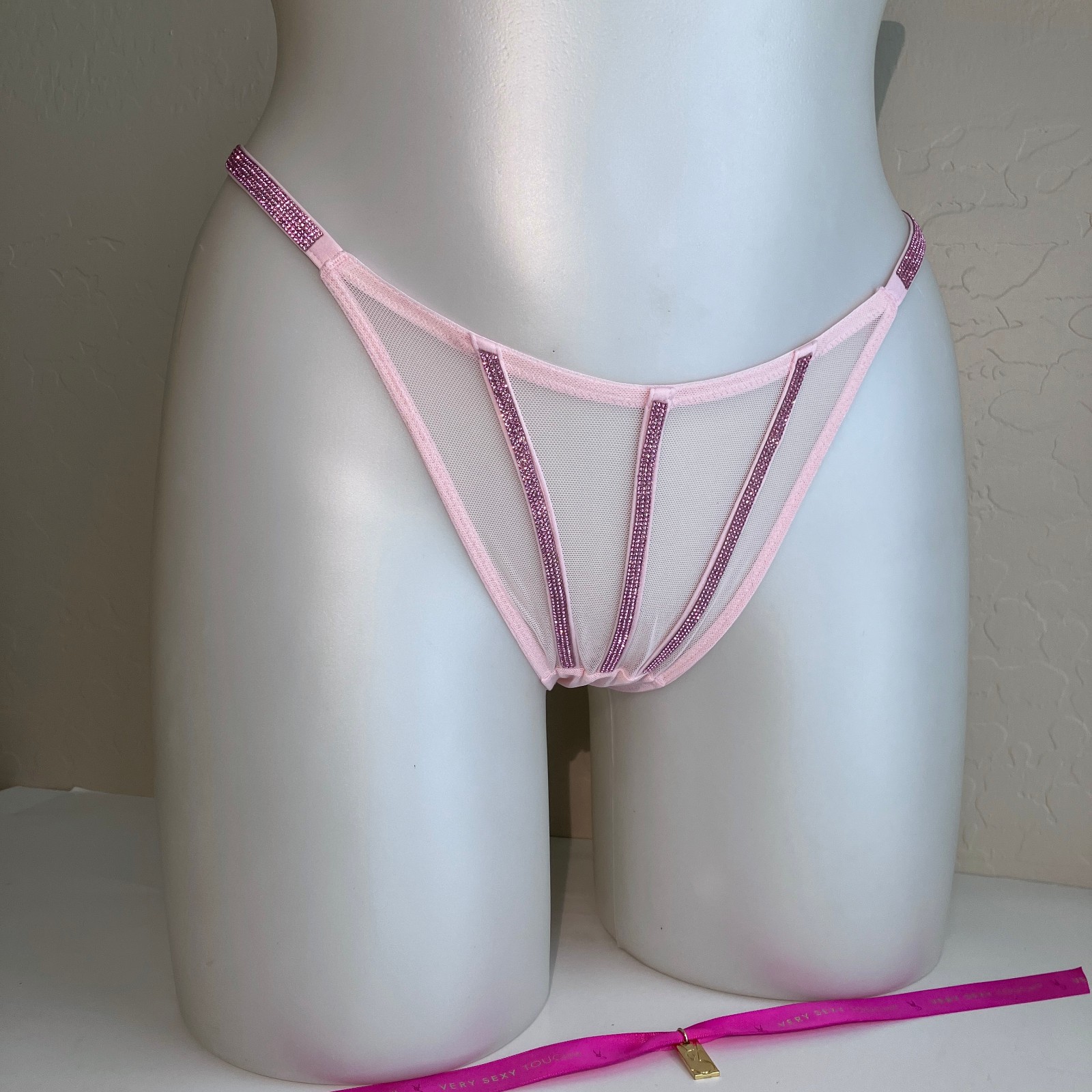 Victorias Secret SEXY HOT Bombshell Rhinestone Shine THONG Panty Panties NWT