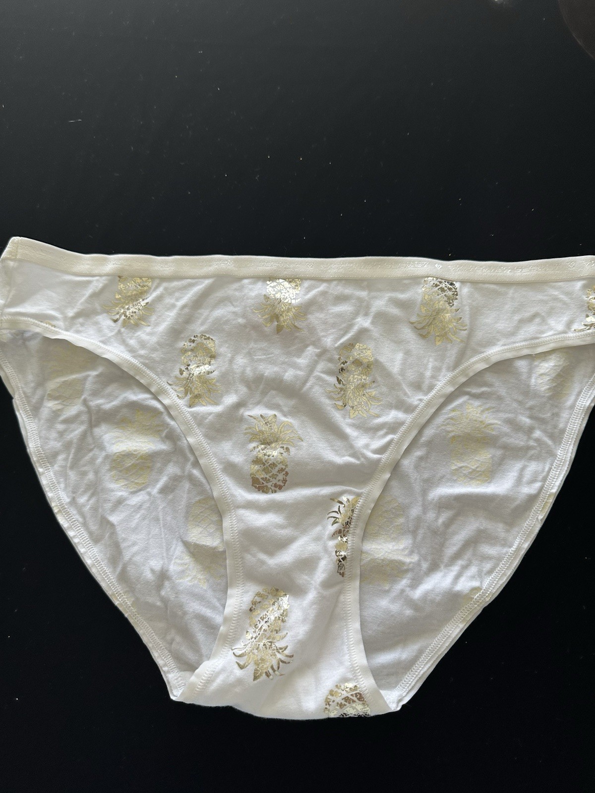 Victoria’s Secret Vintage 2012 Style Gold Pineapple Cotton Bikini Panties L NWOT