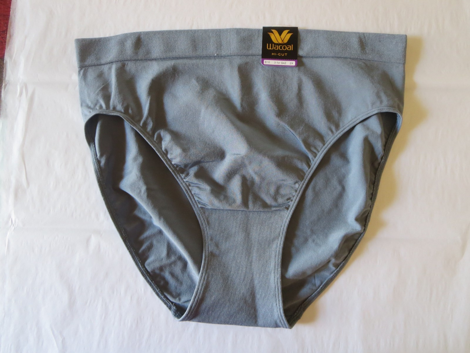 WACOAL B-SMOOTH HI-CUT WOMENS BRIEF PANTY #834175, XXL, FLINT STONE, NWT $16