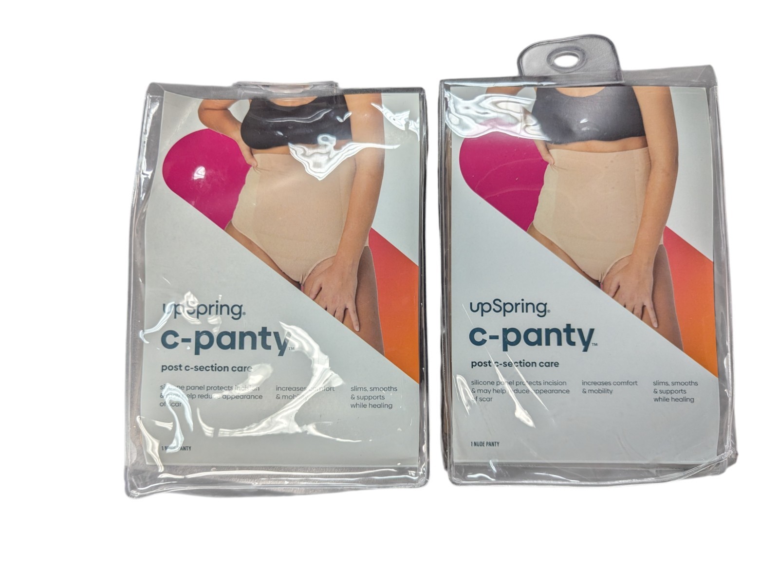 2 Upspring Postpartum C-section Underwear High Waist Post Baby Panty 1X/2X Nude