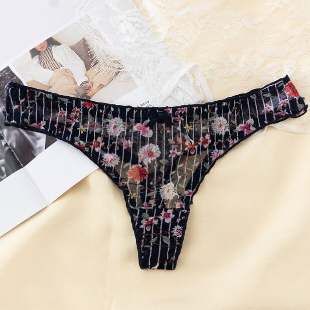 6Packs Lot Sexy Womens Floral Sheer Panties Thong G String Underwear Lingeries