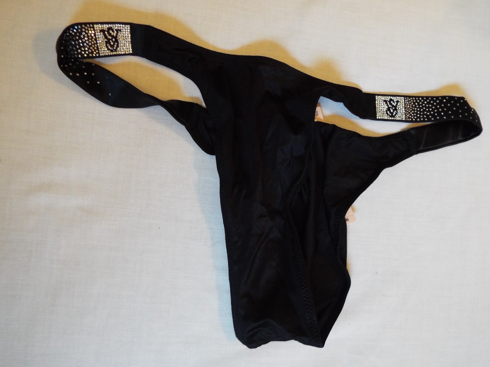 Victoria’s Secret Ombré Stripe Shine Strap Brazilian Panty medium nwt BLACK