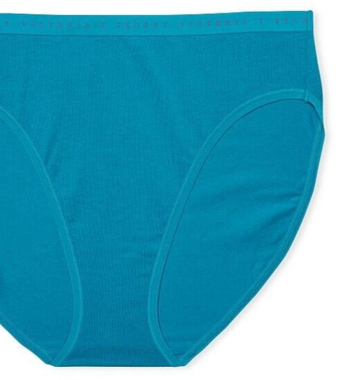 M Blue Sea Dive Stretch Cotton LOGO Waist Victorias Secret HighLeg Brief Pantie